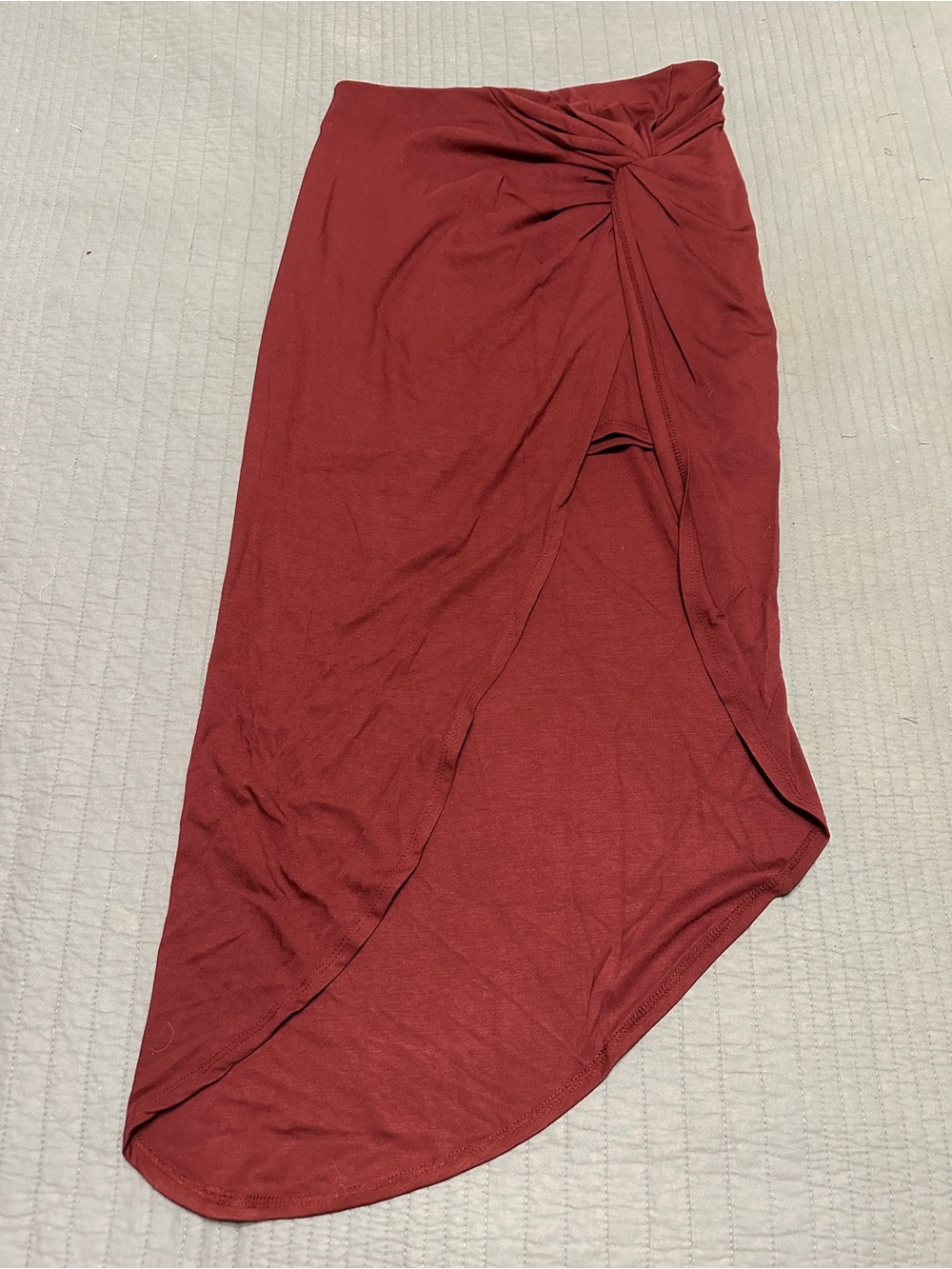Lulu's Twist-Waist Knit Midi Skirt - Burgundy